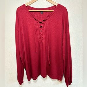 Torrid Rhubarb Texture Jersey Lace-Up Drop Shoulder Top Size 1X | lace up |